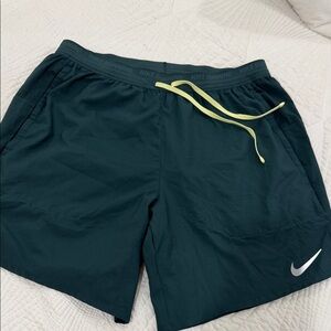 Nike Men's Teal Athletic Shorts with Yellow Drawstring